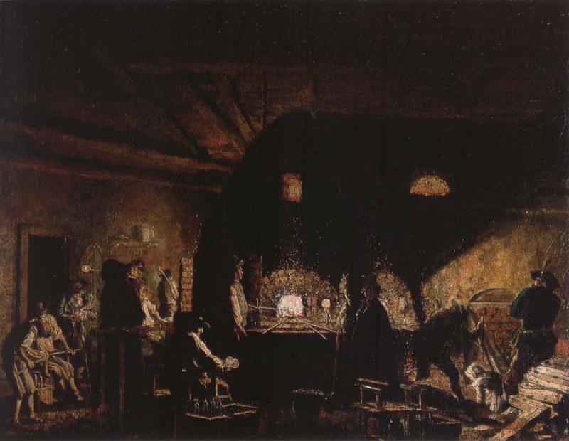 Pehr Hillestrom Kungsholms glasbruk oil painting image
